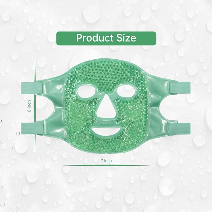 ZNÖCUETÖD Face Eye Mask Ice Pack for Reducing Puffiness, Bags Under Eyes, Puffy Dark Circles, Migraine,Hot/Cold Pack with Soft Plush Backing (Green #43)