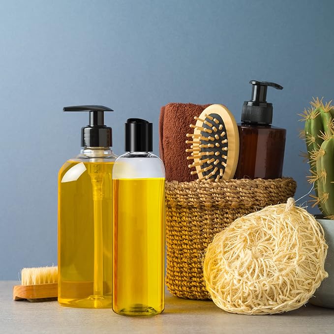 Zubebe 36 Pcs Plastic Travel Bottles with Disc Top Flip Cap Empty Refillable Squeeze Travel Containers for Shampoo Lotions Cream Toiletries Liquid Body Soap (Clear, 8 oz)