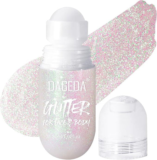 DAGEDA Body Glitter Gel, Roll-on Face Glitter for Mermaid Makeup Festival Rave Accessories, Holographic Hair Glitter Gel,Body Shimmer Halloween Makeup for Rave Party (Neon)