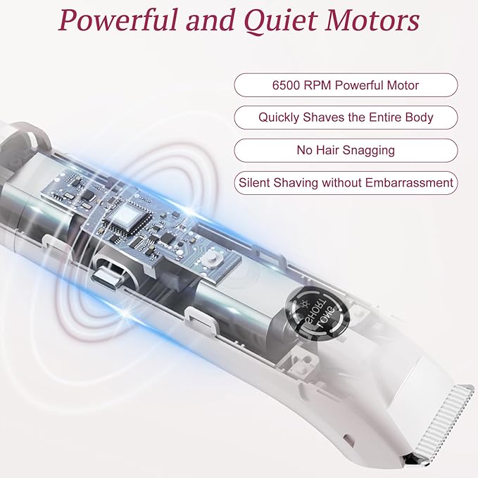 2025 New Bikini Trimmer for Women, 4 in 1 Dual Head Electric Razor, IPX7 Waterproof (Wet/Dry), Painless Hypoallergenic for Shower & Travel, USB Rechargeable for Pubic/Underarm/Leg, White