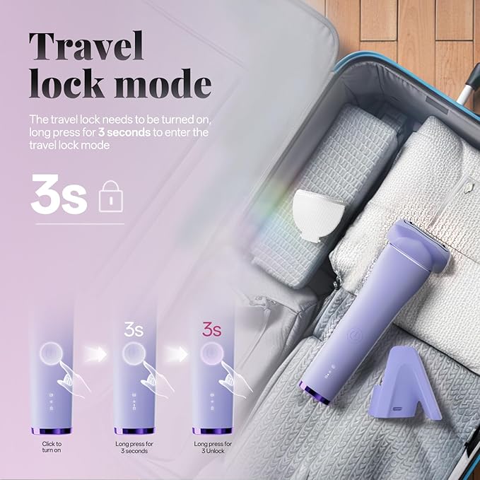 krofaue Women Electric Shaver - Cordless Waterproof Body Foil Shavers, Dry & Wet Electric Razors for Women with LED Display USB Charge Dock Purple