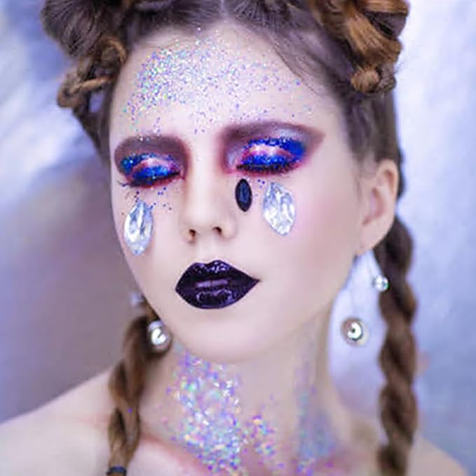 MEICOLY Light Purple Hair Glitter,Chameleon Purple Mermaid Face Glitter,Glitter Face Paint for Halloween,Mardi Gras Outfit for Women,Rave Glitter Makeup Sparkle Chunky Glitter for Women,50ml