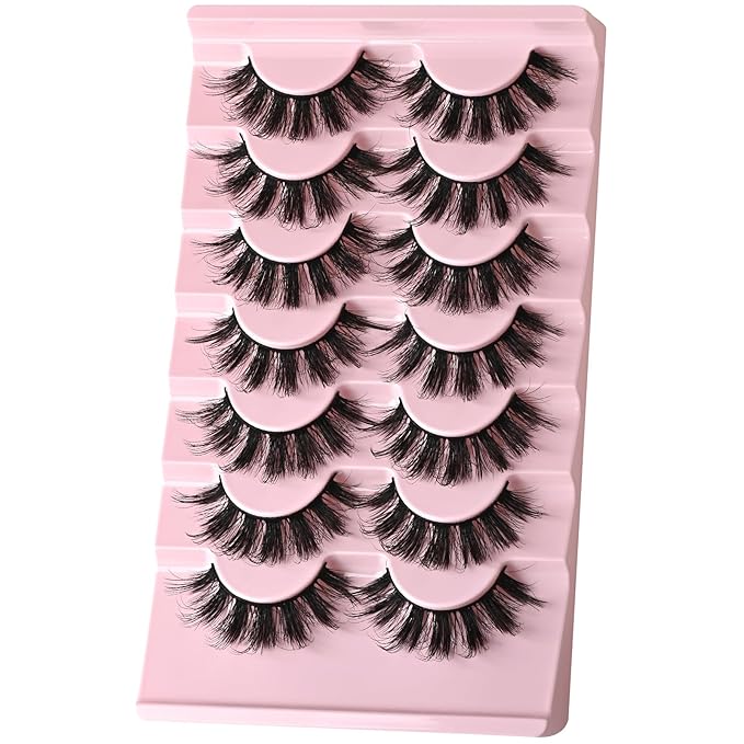 FARRED Lashes Strips Natural Fake Eyelashes Wispy Doll Eye Lash Manga Eyelash Natural Look 7 Pairs Separated Volume False Eyelash Pack Wispies Anime Strip Pestañas Spiky Look (A10 | 11-17MM)