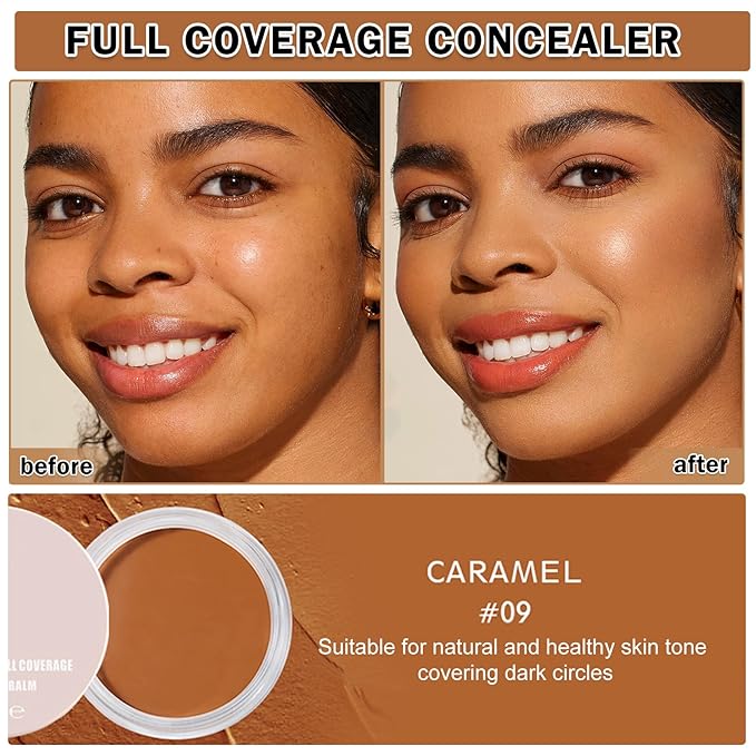 Under Eye Concealer for Dark Circles Color Correcting,Pro Concealer Full Coverage Tattoo Cover up Makeup,Under Eye Brightener,Long-lasting Corrector de Ojeras (09 Caramel)
