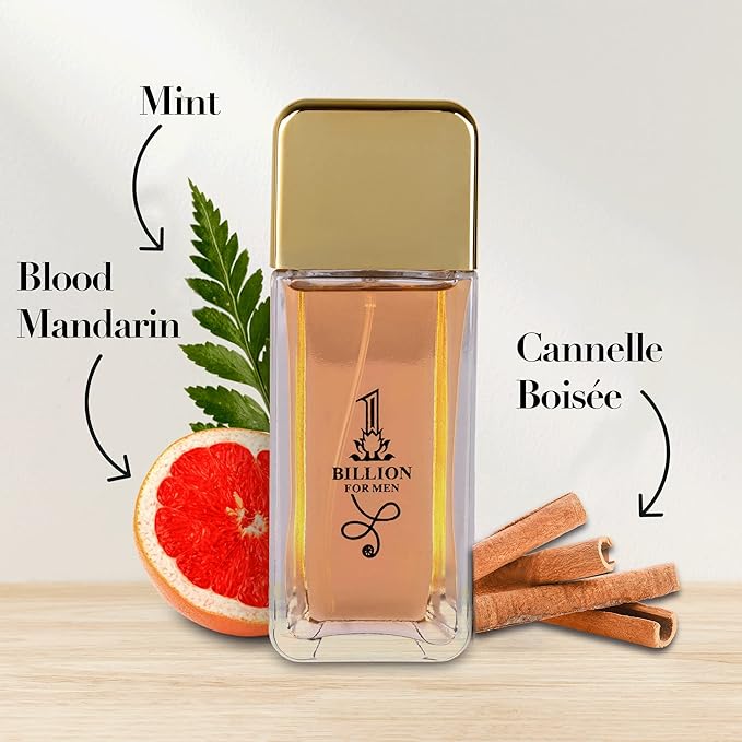 1 Billion- Eau De Toilette Spray Perfume, Fragrance For Men- Daywear, Casual Daily Cologne Set with Deluxe Suede Pouch- 3.4 Oz Bottle- Ideal EDT Beauty Gift for Birthday, Anniversary
