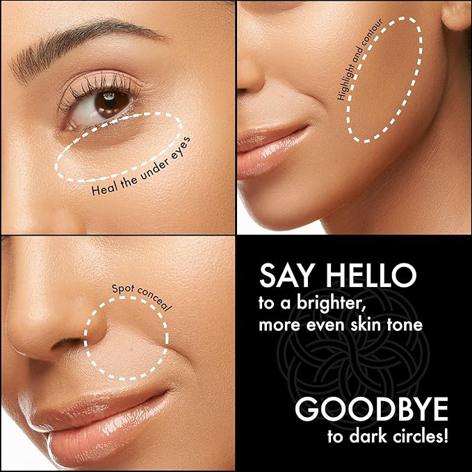 YENSA Skin On Skin BB + CC Full Coverage Concealer - Color Correcting Serum Concealer - Creaseless & Brightening Formula with Hyaluronic Acid & Superfood Complex - Medium Warm (0.34 Fl oz)