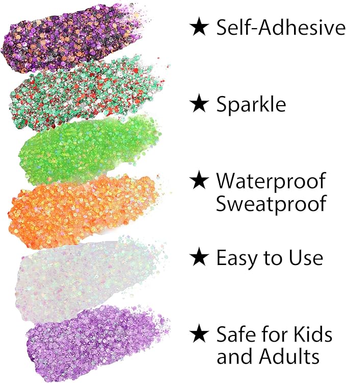 Mysense Lavender Body Glitter Stick, Light Purple Face Hair Glitter Gel for Kids, Festival Rave Outfit Accessories for Women, Sparkling Mermaid Sequins Chunky Glitter Makeup, 0.56oz