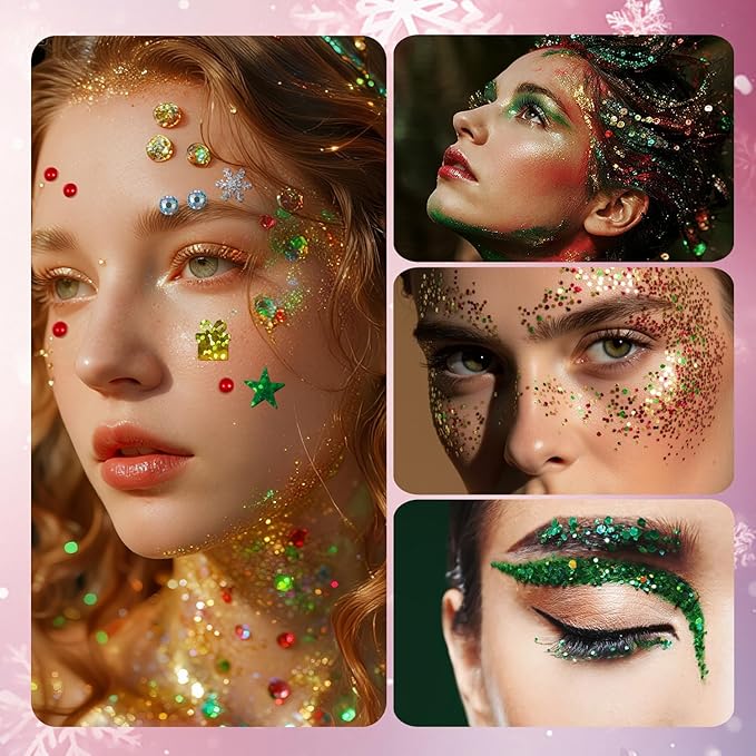 Green Body Glitter Stick, Holographic Sequins Face Glitter Neon Outfit Singer Concert Music Rave Festival Party Accessories Hair Glitter Gel.