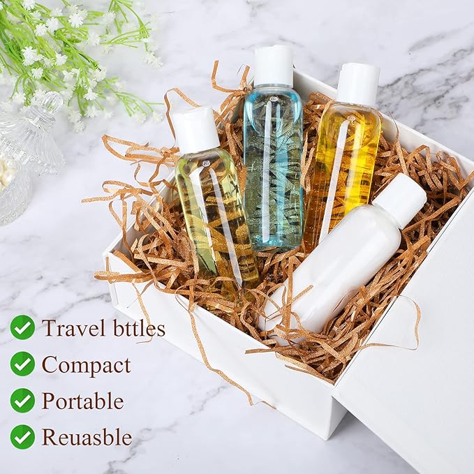 Zubebe 36 Pcs Plastic Travel Bottles with Disc Top Flip Cap Empty Refillable Squeeze Travel Containers for Shampoo Lotions Cream Toiletries Liquid Body Soap (Clear, 4 oz)