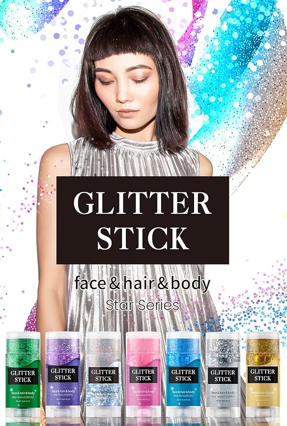Blue Body Glitter Stick,Holographic Sequins Paint Sparkling Face Glitter for Women Face/Body/Hair/Eyes/Lip Glitter Makeup.