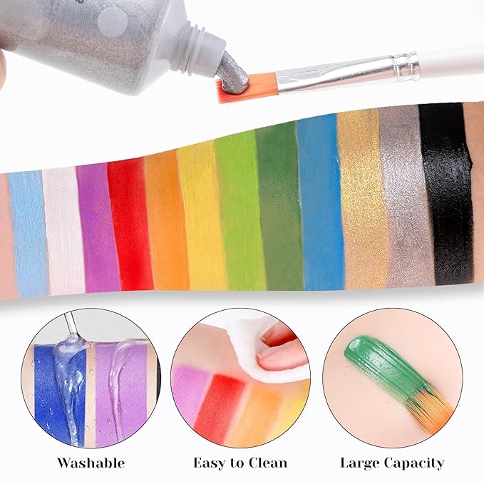 Yellow Face Paint 70ml Large Tube, Water-Based Full Coverage Body Paint for Creative SFX Makeup, Non-Toxic Face Body Paint for Adults Halloween SFX Cosplay Makeup, Theater, Stage shows