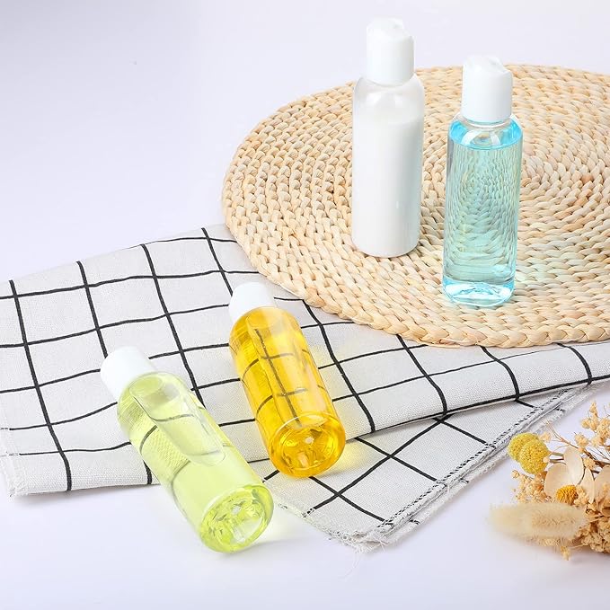 Zubebe 36 Pcs Plastic Travel Bottles with Disc Top Flip Cap Empty Refillable Squeeze Travel Containers for Shampoo Lotions Cream Toiletries Liquid Body Soap (Clear, 4 oz)