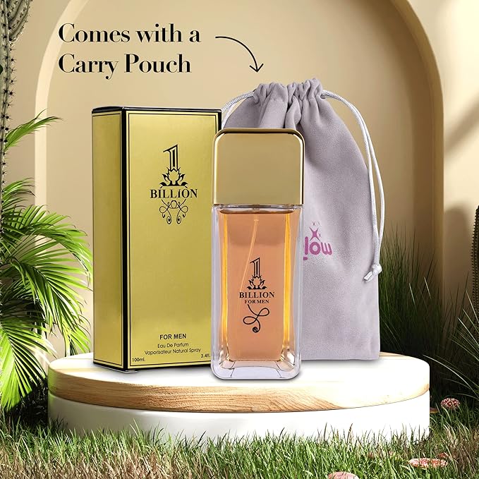 1 Billion- Eau De Toilette Spray Perfume, Fragrance For Men- Daywear, Casual Daily Cologne Set with Deluxe Suede Pouch- 3.4 Oz Bottle- Ideal EDT Beauty Gift for Birthday, Anniversary